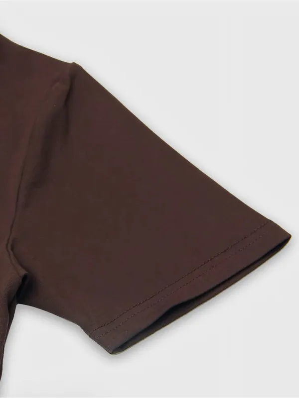 Women's round-Neck Short Sleeve Maxi Dress - Brown - Image 6