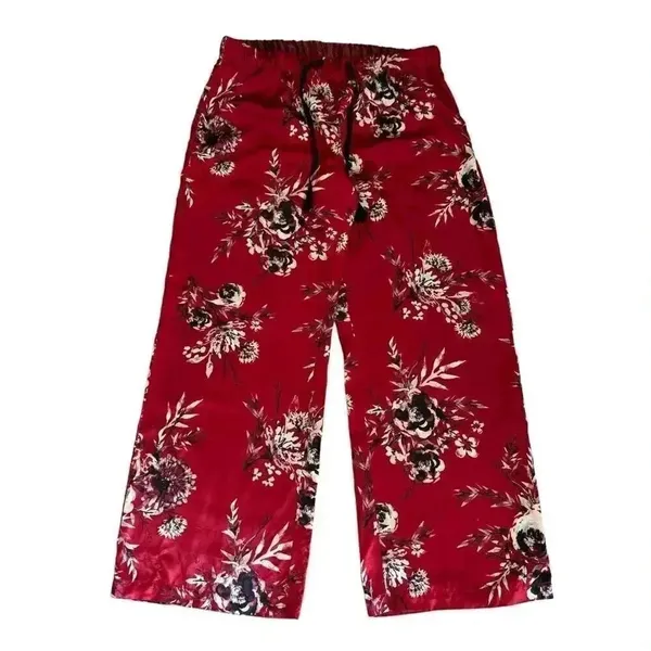 Gilligan & O'Malley Red Women's Satin Floral Lightweight Pajama Pants SZ M #1944 - Image 2