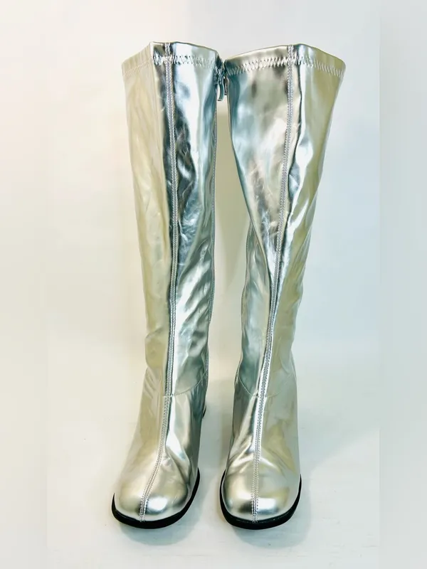 Rubies Women’s Costume Silver Patent GoGo Boots Silver Polyurethane size 10 - Image 6