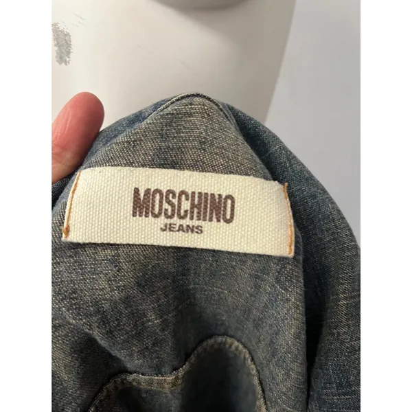 Vtg Moschino Womens Denim Jacket 12 Grunge Steampunk Alternative Western Luxury - Image 3