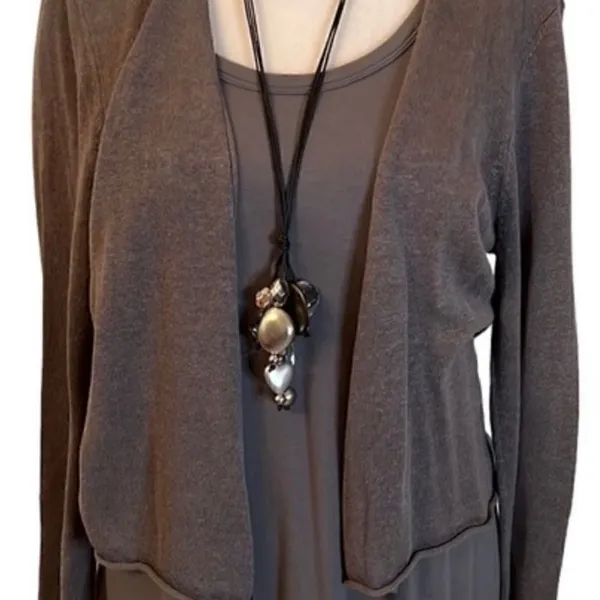Silver & clear beads on a long multi cord necklace cute stylish versatile GUC - Image 7
