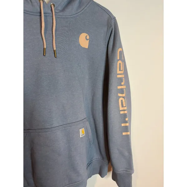 Carhartt Women's blue logo hoodie - Image 4
