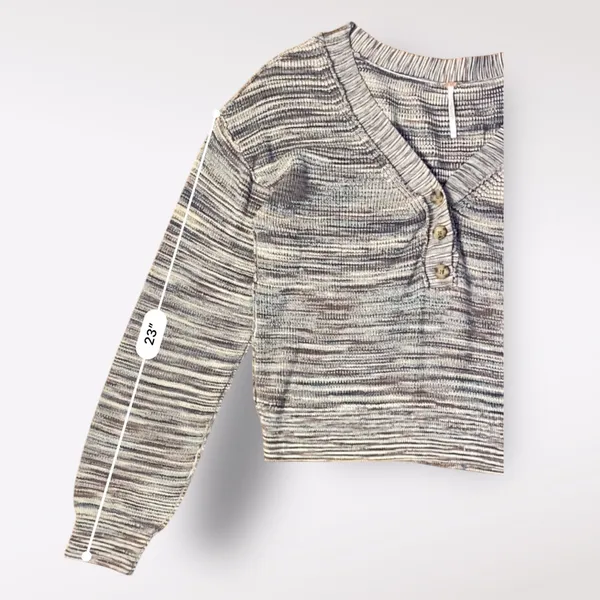 Free People NWOT‎ Mercury Henley Sweater Top Size XS Boho Casual Neutral - Image 6