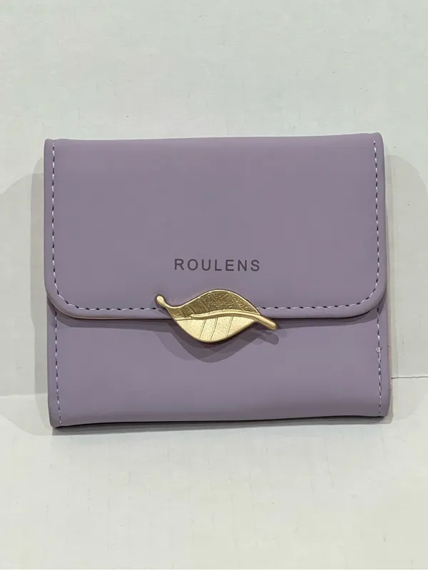 Roulens Lavender Purple RFID Blocking PU Leather Leaf Pendant Card Holder Wallet - Image 10
