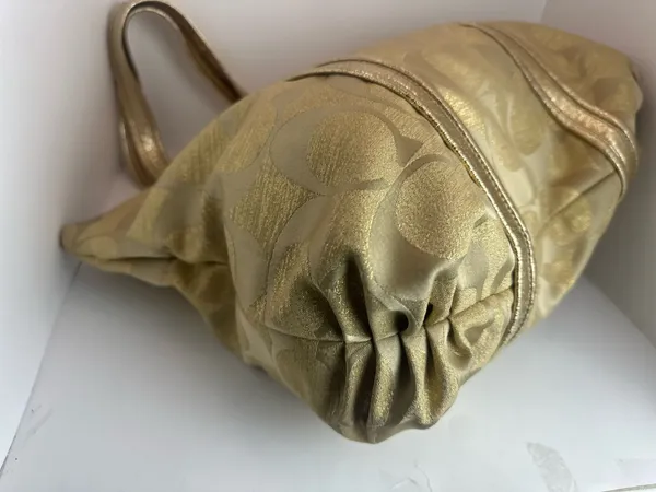 Coach Poppy Op Art Glam Tote Gold Metallic Ja Handbag - Image 10