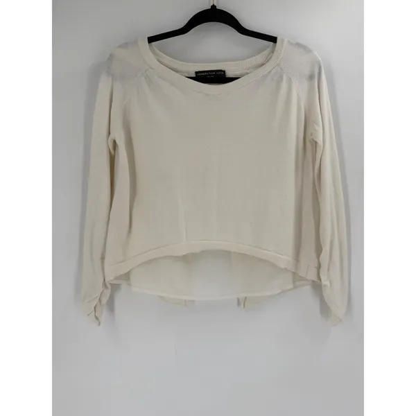 Generation Love Layered Sweater‎ Womens S White Split Back Ruched Minimalist - Image 2
