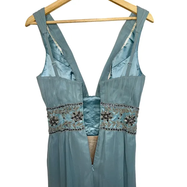 NWT Mandalay N Turquoise Silk Beaded Embellished Maxi Evening Gown Dress Size 6 - Image 12