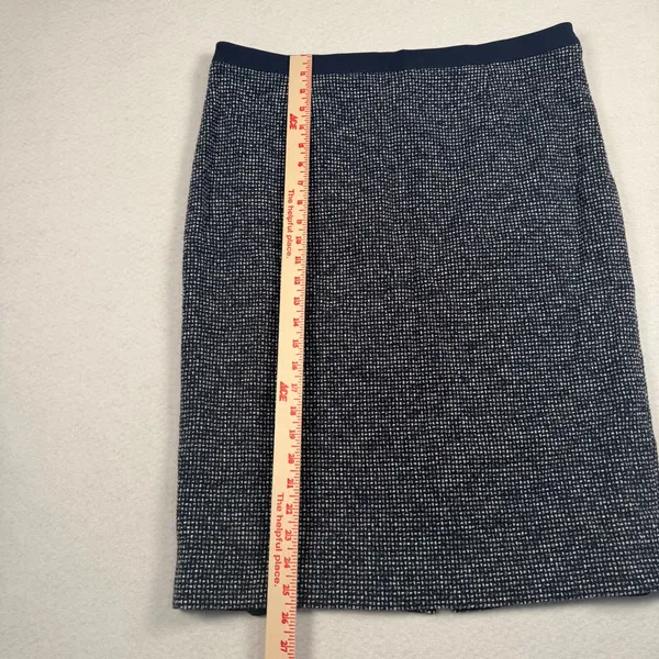 Boden Pencil Skirt Women 14L Navy‎ Blue Textured Cotton Blend Knee Length T0100 - Image 3