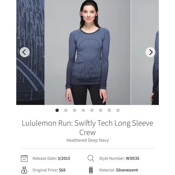 Lululemon Run: Swiftly Tech Long Sleeve Crew Heathered Deep Navy size 4/6 women - Image 8