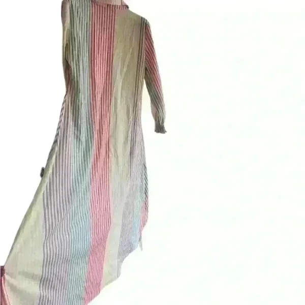 New Striped button down ladies Size large maxi curved hem dress - Image 7
