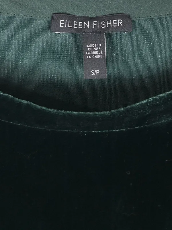 Eileen Fisher silk blend velvet green short sleeve oversized top size S small - Image 7