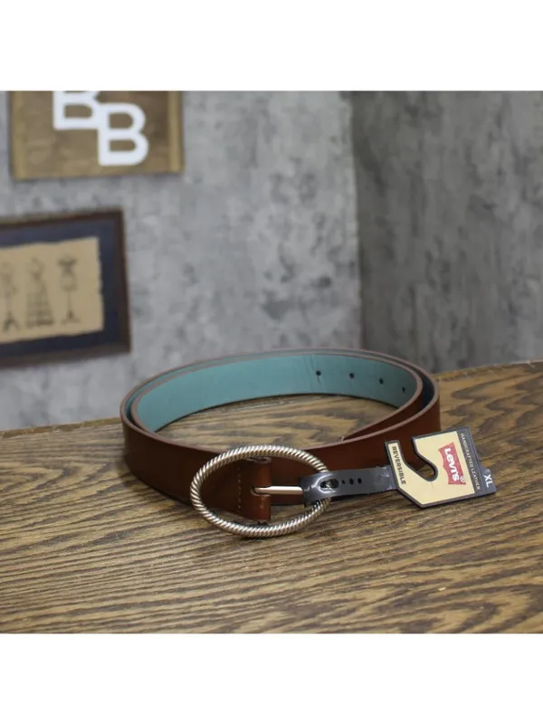 NWT Levi's Two-in-One Twisted-Buckle Reversible Belt 1.25 in. Tan / Blue XL - Image 6