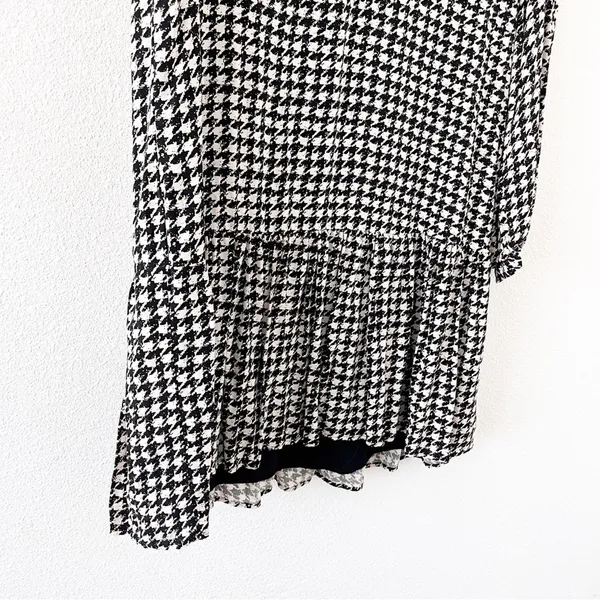 Anthro Maeve Margaret Houndstooth Tunic Ruffle Hem Long Sleeve Mini Dress - Image 5