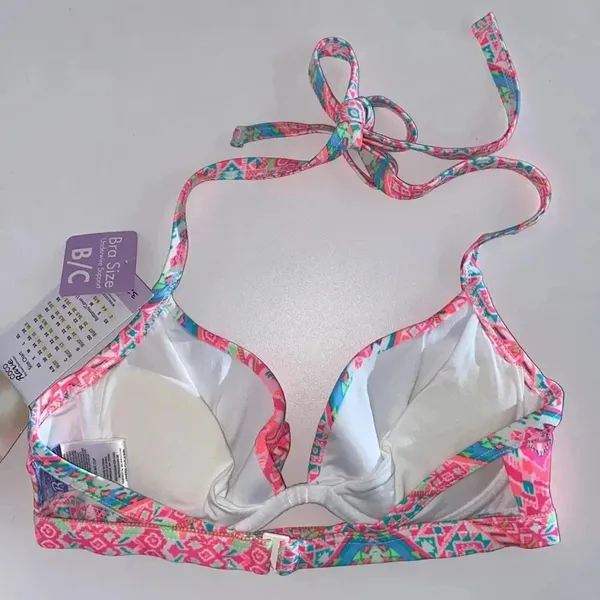 NWT Coco‎ Rave 32 B/C halter push-up bikini top bright ruched - Image 6