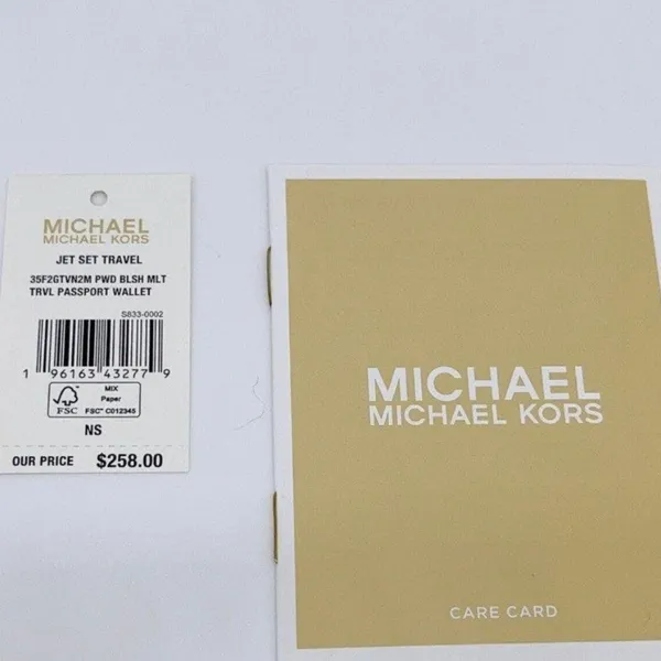 Michael Kors Powder Blush Jet Set Stripe Passport Wallet - Image 5