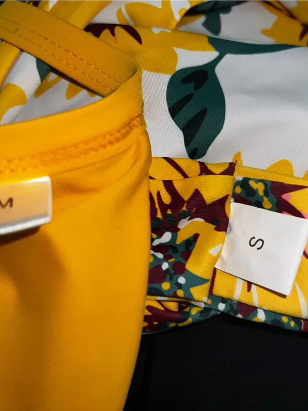 Yellow V-Neck Bikini Set with Sunflower Print Bottoms - Women Swim - Image 3
