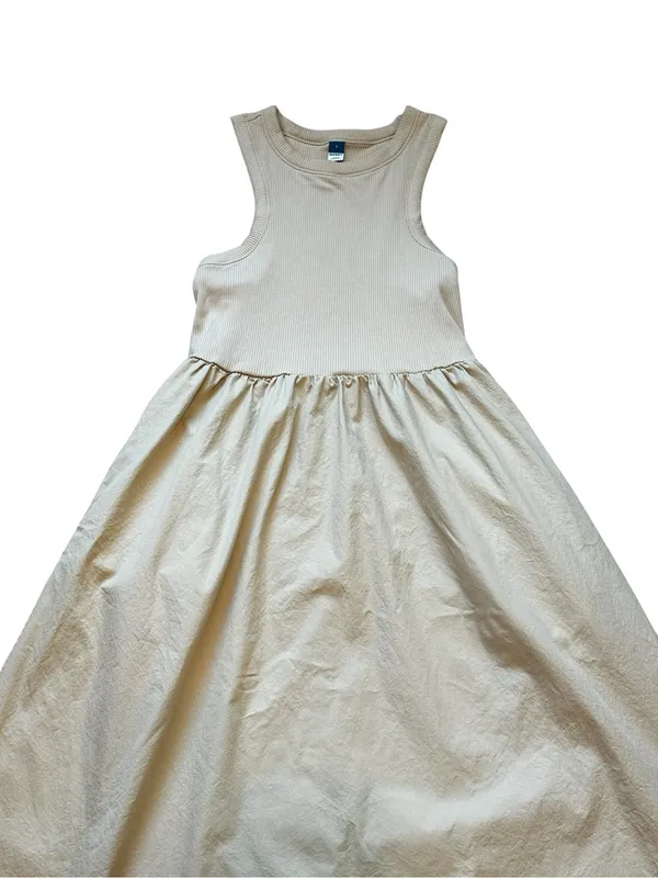 Old Navy Fit & Flare Midi Dress Sleeveless Mixed Media Summer Casual - Image 3
