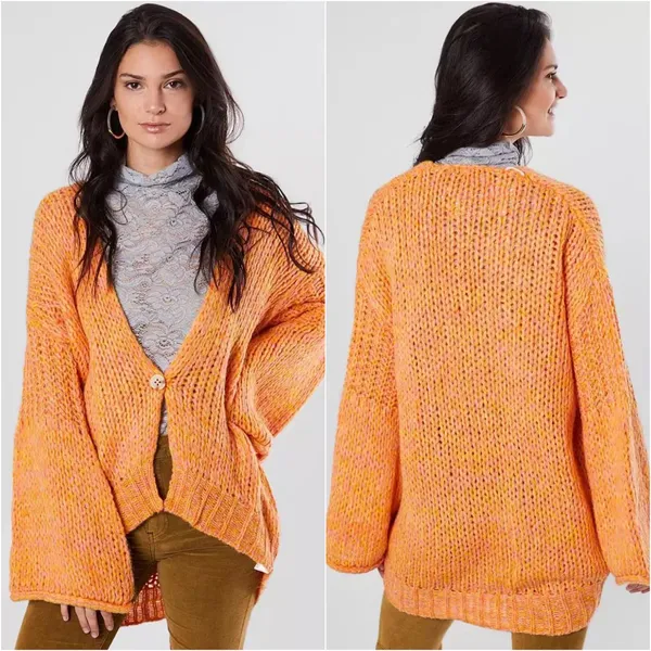 Free People Cardigan Home Town Cardi Sweater Bell Sleeves Sugar Candy Combo XS - Image 2