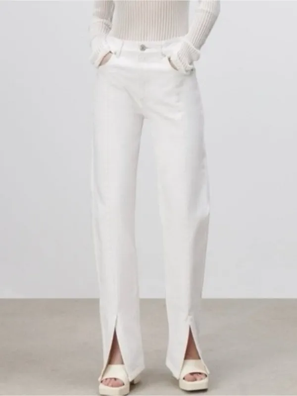 Zara white front split jeans sz 4 - Image 2