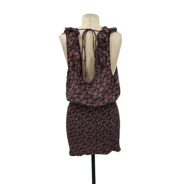Free People‎ I'm Your Favorite Mini Dress Plum Floral Smocked Size Medium - Image 7