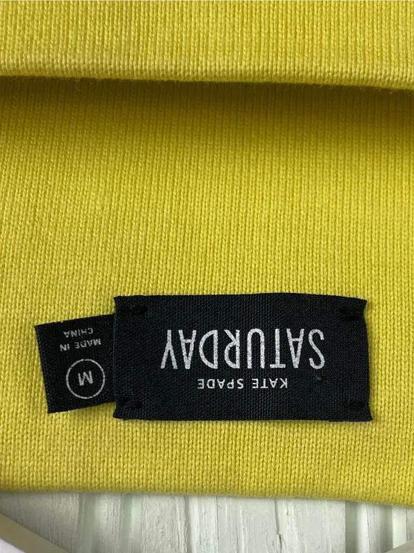 Kate Spade Saturday 3/4 Sleeve Slip Neck Top Size Medium Cotton Yellow Preppy - Image 4