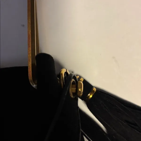 House Of Harlow 1960 Black Suede Bag W/ Shoulder Strap Gold/Brass Toned Handle - Image 12