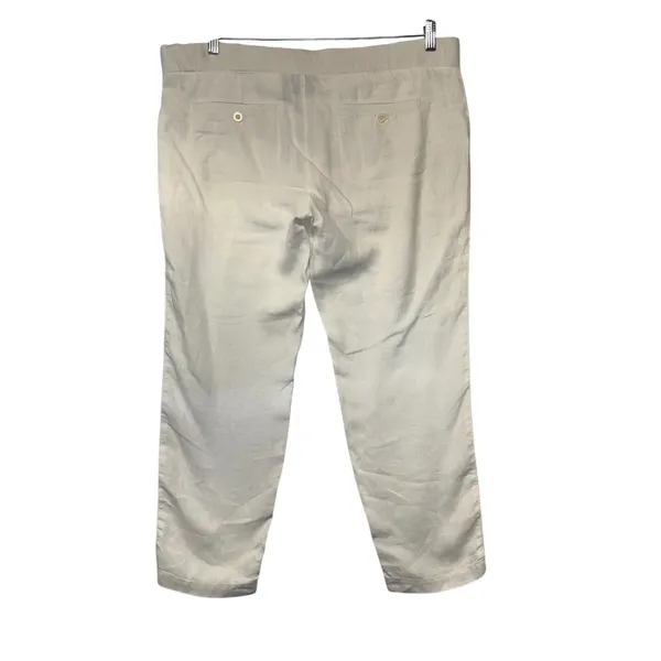 Athleta Womens White‎ 100% Linen Drawstring Crop Pants Large 54023 - Image 5