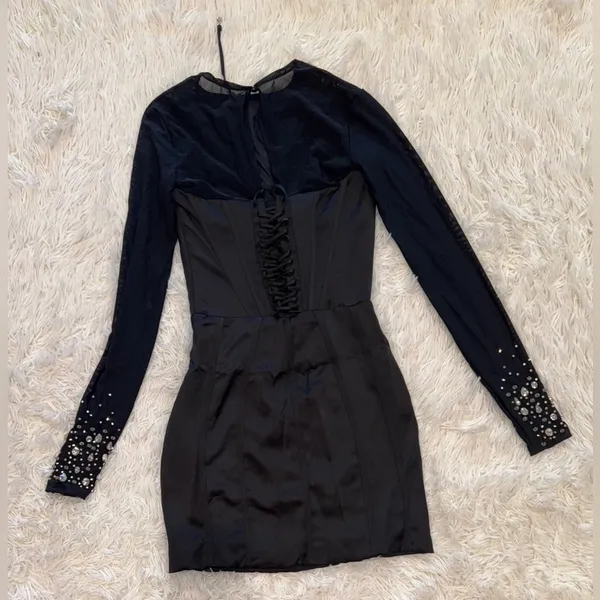 NWOT HOUSE OF CB Anastasia Black Crystallised Corset mini Dress size XS - Image 6