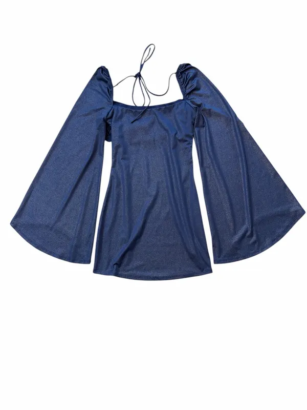 Lucy in the Sky Navy Off-Shoulder Bell Sleeve Dress - Image 2