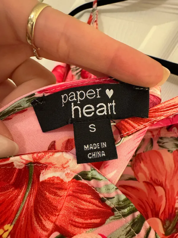 Paper Heart floral midi dress cowl neck with slit - Image 3