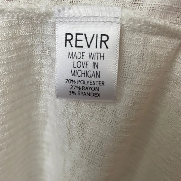 REVIR Rayon Blend Boho Relaxed Clean Coastal Dainty Ribbed Cardigan S/M White - Image 4
