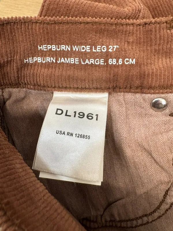 🌟 Dl1961 🌟 Hepburn Wide Leg 27" High Rise Corduroy Stretch Jeans Brown Sz 26 - Image 12
