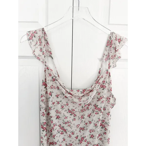 Kirious Los Angeles Floral Draped Neck Midi Dress Coquette Romantic Feminine - Image 3