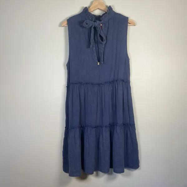Simply Southern Blue Tiered Cotton Dress Size Small Coastal Cottage‎ Minimal NWT - Image 6