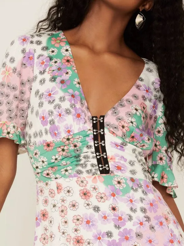Beyond the Radar mixed floral print corset mini dress size XL - Image 12