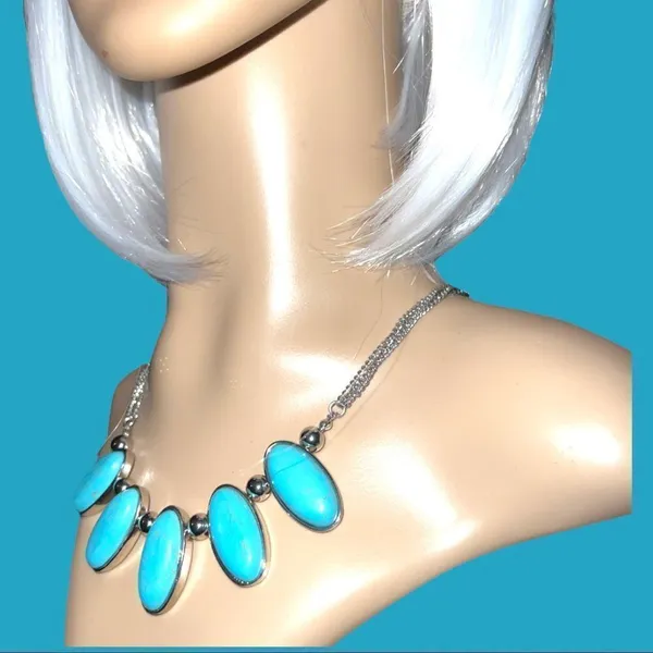 Very nice silver and turquoise necklace! Blue - Image 4