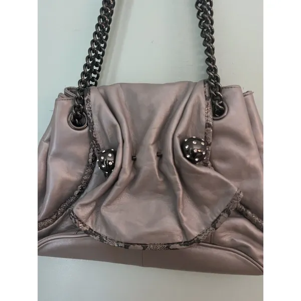 Betsey Johnson Crystal Dreams ‎ Leather Drawstring Shoulder Handbag Purse - Image 2