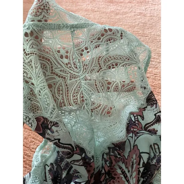 NWT Intimately Free People Y2k Marsha Lace Slip Dress Turquoise Blue Floral L - Image 7