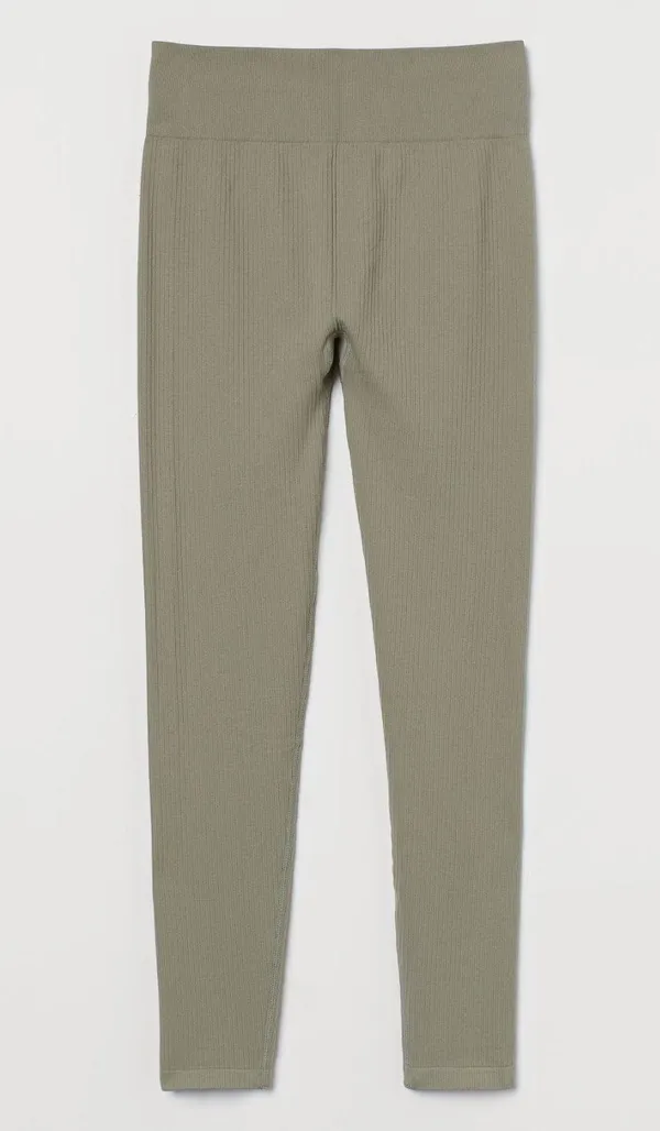 H&M Sports Bra & Leggings Set Olive Green - Image 3