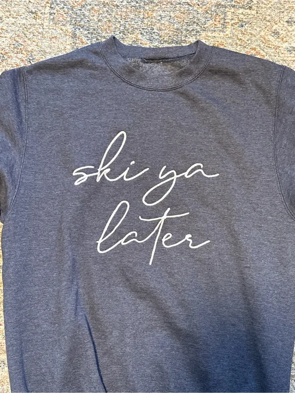 Women's 'Ski Ya Later' Crewneck Sweatshirt - Charcoal - Image 2