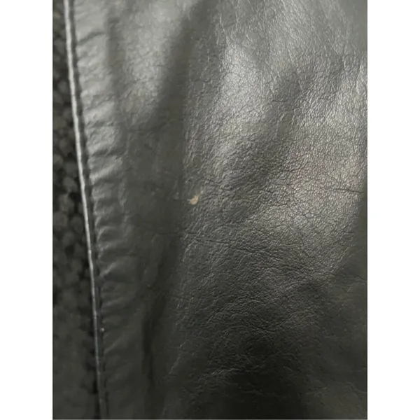 Pelle Vintage Black Leather Coat Snakeskin Detailing‎ Lined Shoulder Pads Small - Image 9