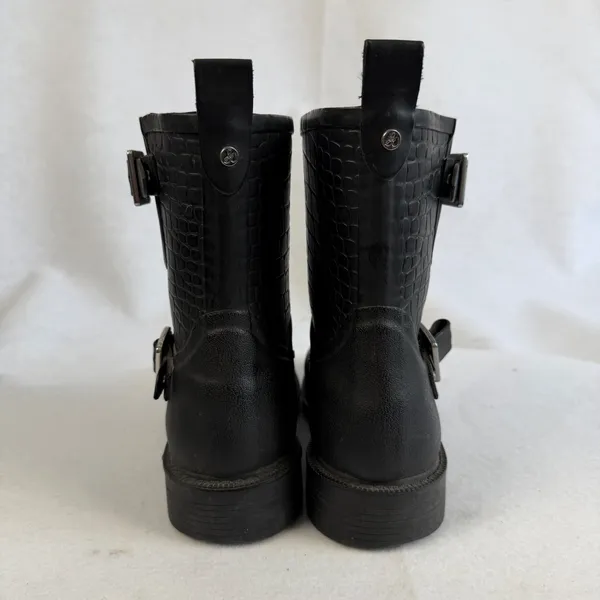 Sam Edelman Keigan Womens 8‎ Black Buckle Rubber Croc Embossed Rain Boots - Image 8