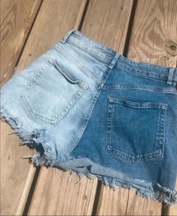 H&M High Rise two toned cut off Denim short size 6 Casual Festival Country #1200 - Image 2