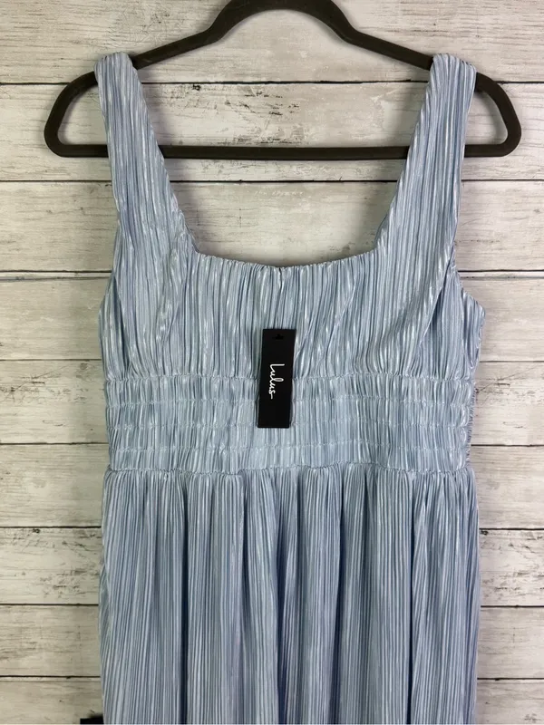 Lulus Ameena Light Blue Plisse Square Neck Sash Maxi Dress Size Large - Image 5