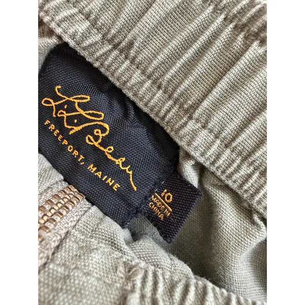 L.L.Bean Knee-Length‎ 100% Cotton Skirt Full-Zip 10 Pockets Khaki Elastic Waist - Image 2