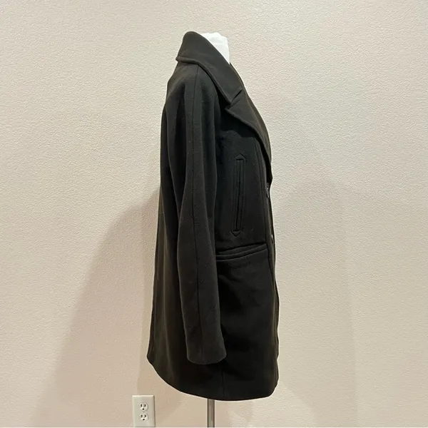 Vince Camuto Dark Olive Green Double Breasted Wool Blend Peacoat Coat Sz Medium - Image 4