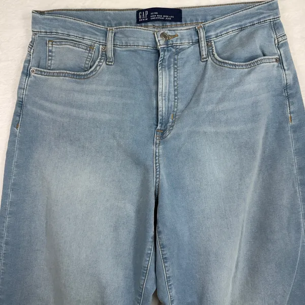 Gap 32 14 Jeans High Rise Wide Leg Sweatpant Light Wash Grunge Punk Festival - Image 3