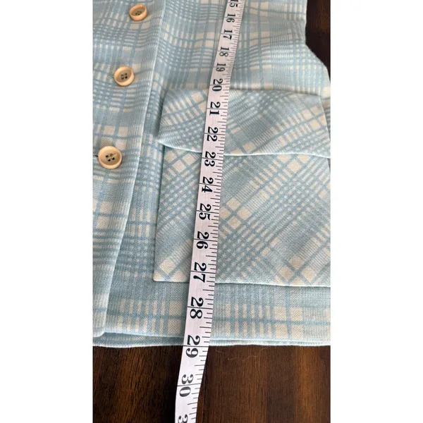 Vintage 70s‎ Light Blue Plaid Safari Womens Suit Act iii - Image 13