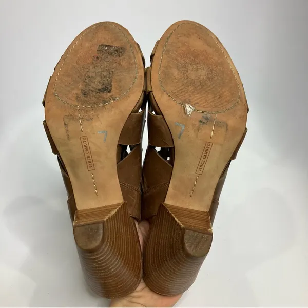 Vince Camuto Elettra‎ peep toe cone heels brown leather women’s size 10 - Image 8