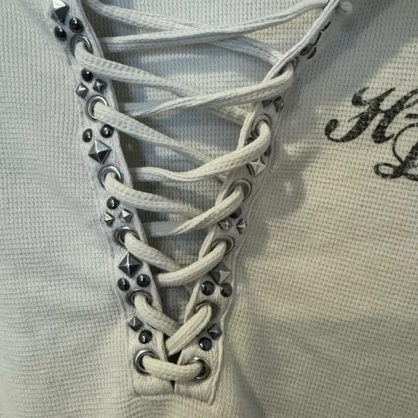 Genuine Harley Davidson Willie G Laced‎ Front Henley Hoodie Embellished C - Image 4